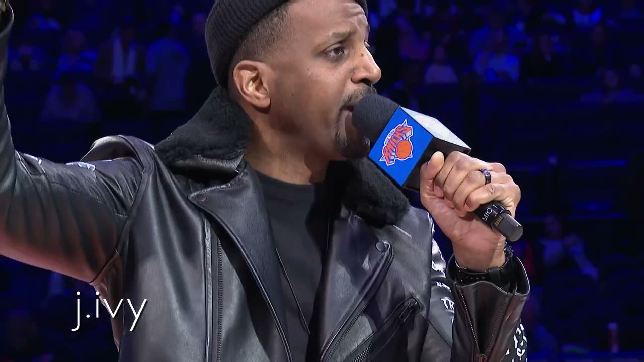 J. Ivy performs at Madison Square Garden on MLK Day for the New York Knicks